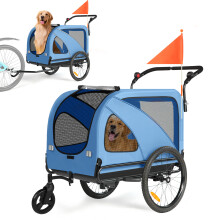 Remorque-poussette pour animaux 2-en-1, grande — pneus arrière gonflés à l'air de 19", charge maximale 50 kg (110 lbs), attelage vélo universel,