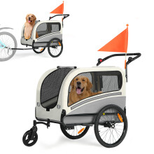Remorque-poussette pour animaux 2-en-1, grande — pneus arrière gonflables de 19", charge maximale 50 kg (110 lbs), attache universelle pour vélo,