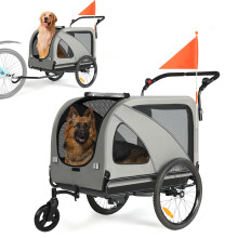 Remorque-poussette pour animaux 2 en 1, grande — pneus arrière gonflés à l'air de 19 pouces, charge maximale 50 kg (110 lbs), attache universelle