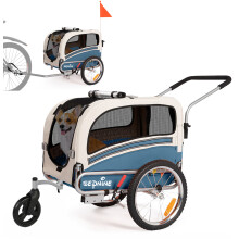 sepnine Fahrradanhänger für Hunde, Aluminiumrahmen, Außenmaße 1106291 cm, Tragfähigkeit 30 kg, 40 cm luftbereifte Räder - Blau