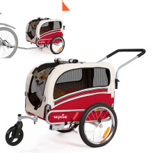 sepnine Hunde-Fahrradanhänger, Aluminiumrahmen, Außenmaße 1106291 cm, Tragfähigkeit 30 kg, 40 cm Luftbereifung - Rot