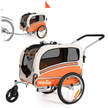 sepnine Hunde-Fahrradanhänger, Aluminiumrahmen, Außenmaße 1106291 cm, Tragfähigkeit 30 kg, 40 cm Luftreifen - Orange