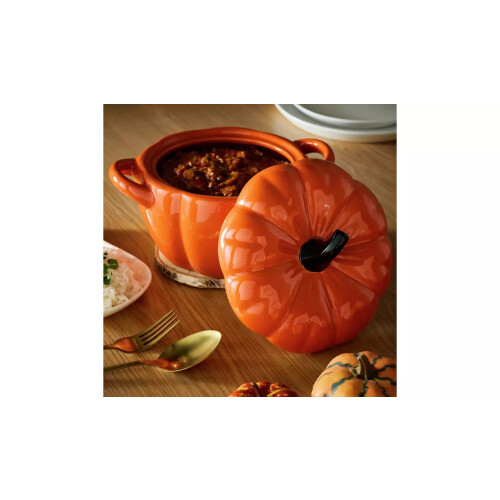 2.1 Litre Stoneware Pumpkin Casserole Dish-Orange 1