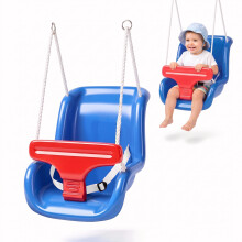 The Magic Toy Shop Blue Swing Seat with Adjustable Rope and Harness for Toddlers Kids Babies Play