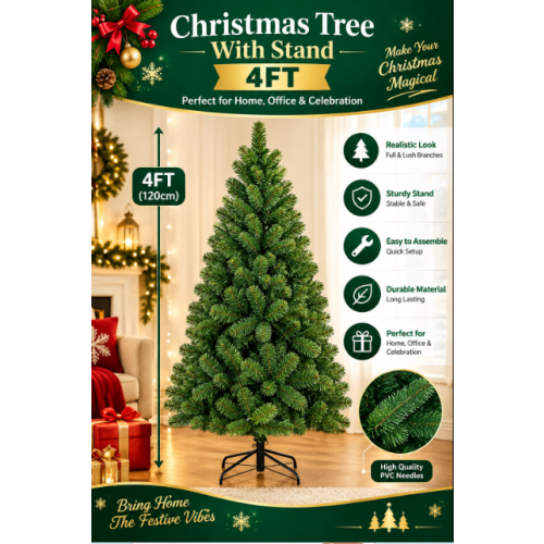 Christmas Tree With Stand 4FT Deluxe Xmas Tree