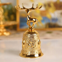 (Deer gold) Deer Bell Rose Flower Hand Shake Bell New Bar Restaurant Counter Dinner Call Bell Table Ring Bell Vintage Brass Single Pack