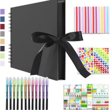 (A) DIY Photo Album Scrapbook Kit with Corner Stickers Pens, Creative Memory Book for Photos, Handmade Craft Gift