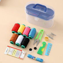 (L) 10-Piece Sewing Kit Portable Travel Sewing Set Cross Stitch Tool Box Home Mending Supplies
