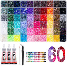 (5) 60 Grids 3mm Resin Flatback Rhinestones Set Shiny Jelly Nail Art DIY Gems