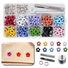 Colorful Grommet Kit Eyelets Hollow Rivets for Shoes Bags with Hand Punch Tool Box