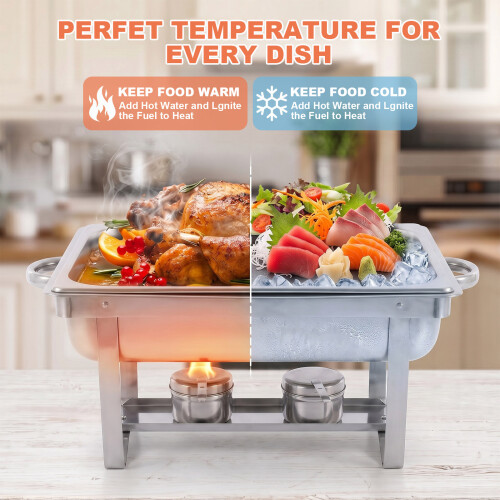 4 Packs Chafing Dish Sets w/Lid Food Warmer/Cold 2