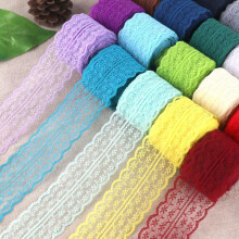 (Wine Red) 4.5cm Colorful Non-Elastic Lace Trim, Star Mesh Hollow Out Embroidery DIY Sewing Craft Fabric