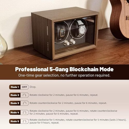 Luxury Double Watch Winder with LED Light 2