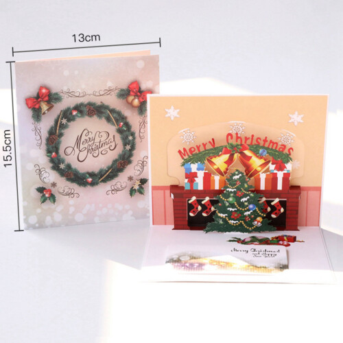 3D Christmas Card Handmade Pop-Up Xmas Tree Green 1