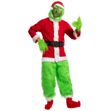 Grinch Costume with Green Fur Mask
