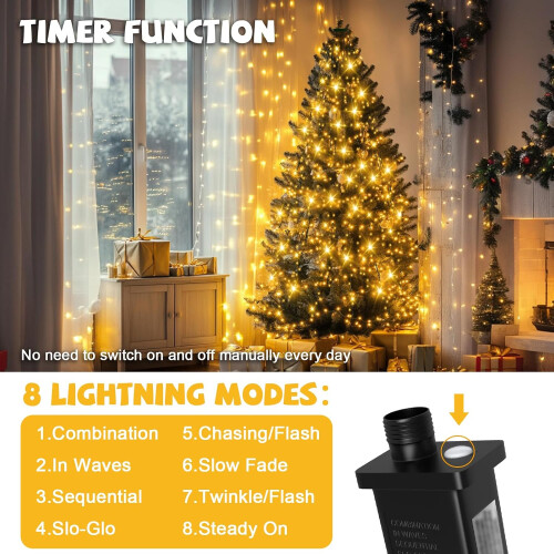 Plastic LED Christmas Lights Warm and Colored with Remote 2