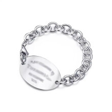 (Style 16) Women Chunky Silver Chain Bracelet, Engraved Heart Tag Toggle Bracelet, 925 Sterling Silver Charm Bracelet, Jewellery Gift for Her