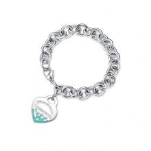 (Style 25) Women Chunky Silver Chain Bracelet, Engraved Heart Tag Toggle Bracelet, 925 Sterling Silver Charm Bracelet, Jewellery Gift for Her