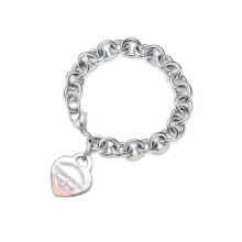 (Style 18) Women Chunky Silver Chain Bracelet, Engraved Heart Tag Toggle Bracelet, 925 Sterling Silver Charm Bracelet, Jewellery Gift for Her