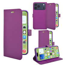 (Purple) For Apple iPhone 17 Pro Wallet Flip PU Leather Card Slot Pouch Case