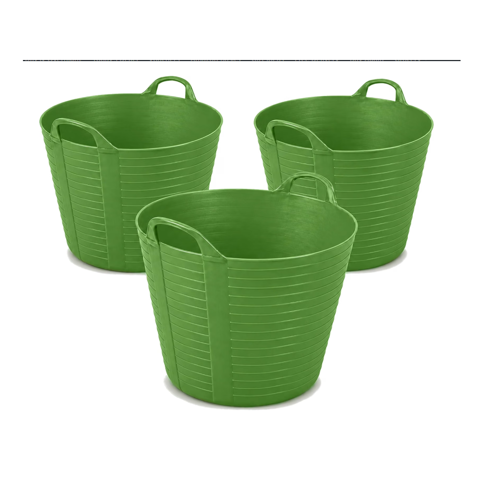 B&Q - 3X 42L Garden Home Flexible Tub Container Bucket Flextub Made In The Uk 42 Litre Lime Green - Image 2