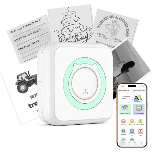 Mini Thermal Sticker Printer Bluetooth for Notes Labels and DIY