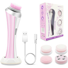 Facial Cleansing Brush 4 Brush Heads IPX4 Waterproof Rechargeable