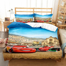 (Super King 260x220CM) Pixar Cars Lightning Mcqueen Single Double 3D Duvet Cover Kids Cartoon Quilt Cover