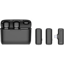 Wireless Lavalier Microphone 2 Pack USB-C Noise Reduction