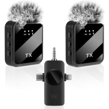 Wireless Lavalier Microphone 3-in-1 Noise Reduction 328ft 18H