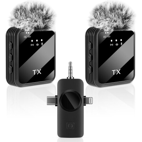 Wireless Lavalier Microphone 3-in-1 Noise Reduction 328ft 18H
