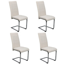 Beige Cream Velvet Dining Chair Set of 4 with Chrome Legs - Modern Dining Room Furniture