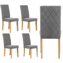 Modern Grey Velvet Diamond Stitch Dining Chair Set of 4 - Dining Room Furniture