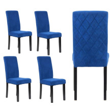Modern Blue Velvet Diamond Stitch Dining Chair Set of 4 - Dining Room Furniture