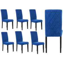 Set of 6 Blue Velvet Diamond Stitch Dining Chair - Modern Dining Room Furniture