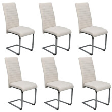 6 x Beige Velvet Dining Chairs Chrome legs plush seat with high back, chrome