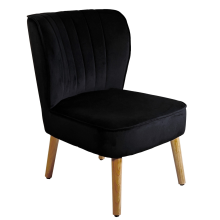 Modern Black Velvet Accent Chair with Light Wood Legs For Livingroom And Bedroom