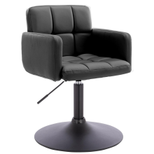 Modern Black Windsor Faux Leather Dressing Table Chair Soft Seat Vanity Stool For Makeup Table And Bedroom