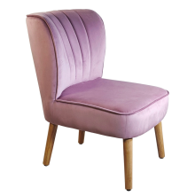 Modern Lilac Velvet Accent Chair with Light Wood Legs For Livingroom And Bedroom