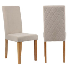 Modern Beige Cream Velvet Diamond Stitch Dining Chair Set of 2 - Dining Room Furniture