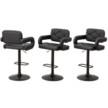 Set of 3 Black High Alicante Faux Leather Bar Stools Gas Lift Swivel Breakfast Kitchen Island Chairs Plush Seat