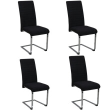 Modern Black Velvet Dining Chairs With Padded Seat And Chrome Legs Set of 4