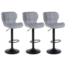 Set of 3 Grey Acapulco Faux Leather Gas Lift Bar Stools Breakfast Kitchen Island Chairs