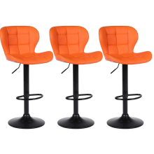 Set of 3 Orange Acapulco Faux Leather Gas Lift Bar Stools for Breakfast Bar and Kitchen