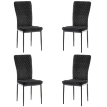 Celeste Velvet Dining Chairs, Diamond Stitch Back, Padded Seat, Metal Legs, Set of 4