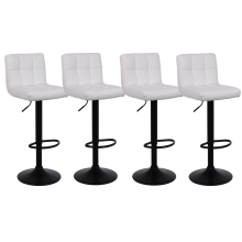 Set of 4 White Manhattan Faux Leather Swivel Bar Stools with Black Metalwork for Kitchen Island Breakfast Bar