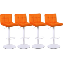 Set of 4 Orange Manhattan Velvet Swivel Bar Stools with White Metalwork for Kitchen Island Breakfast Bar