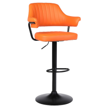 Single Orange Faux Leather Gas Lift Bar Stool with Padded Arms High Stool Kitchen Island Breakfast Bar