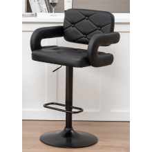 Single Black Faux Leather Extra Wide Gas Lift Bar Stool High Stool Kitchen Island Breakfast Bar