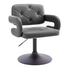 Modern Black Faux Leather Swivel Dressing Table Chair Soft Seat Vanity Stool For Makeup Table And Bedroom